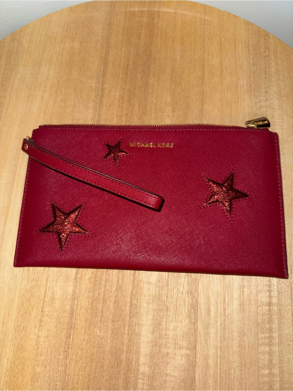 Michael Kors Burgundy Red Star Wristlet Clutch
